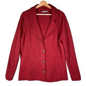 Peruvian Baby Alpaca Sweater Jacket Women XL Cardigan Blazer Brick Red MFH Knits
